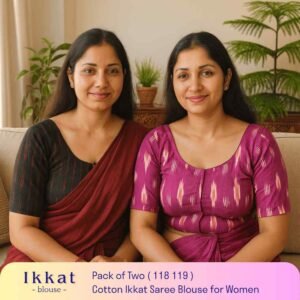 Riyashree Women’s Ikkat Cotton Ready Made Saree Blouse – Pack of 2 | BLOU 118 119