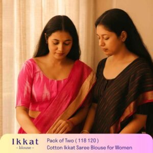 Riyashree Women’s Ikkat Cotton Ready Made Saree Blouse – Pack of 2 | BLOU 118 120