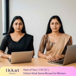 Riyashree Women’s Ikkat Cotton Ready Made Saree Blouse – Pack of 2 | BLOU 118 121