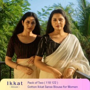 Riyashree Women’s Ikkat Cotton Ready Made Saree Blouse – Pack of 2 | BLOU 118 122
