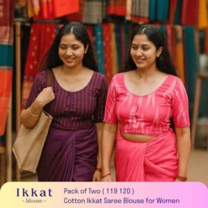 Riyashree Women’s Ikkat Cotton Ready Made Saree Blouse – Pack of 2 | BLOU 119 120