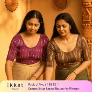 Riyashree Women’s Ikkat Cotton Ready Made Saree Blouse – Pack of 2 | BLOU 119 121