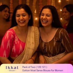 Riyashree Women’s Ikkat Cotton Ready Made Saree Blouse – Pack of 2 | BLOU 120 121